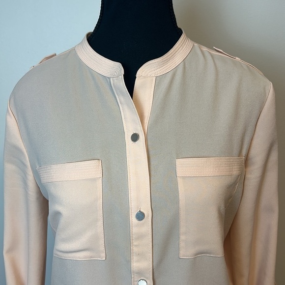 Calvin Klein Peach Button Up Long Sleeve Blouse Sz Xs - Picture 4 of 8